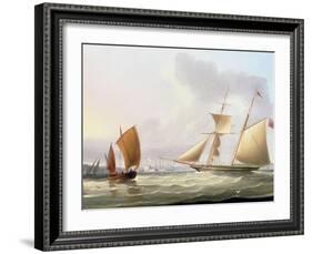 A Schooner and Other Shipping-Thomas Buttersworth-Framed Giclee Print