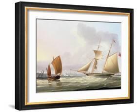 A Schooner and Other Shipping-Thomas Buttersworth-Framed Giclee Print