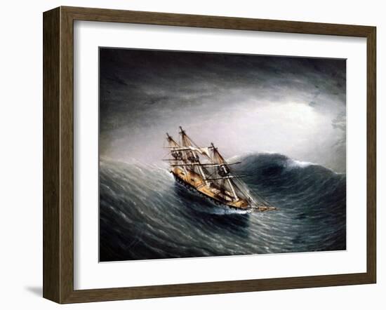 A Schooner in Heavy Sea-James E. Buttersworth-Framed Giclee Print