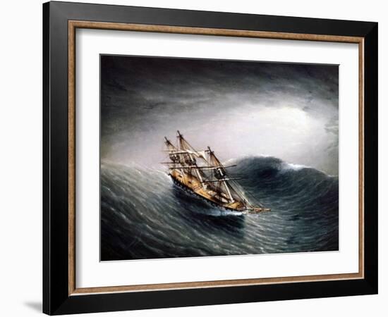A Schooner in Heavy Sea-James E. Buttersworth-Framed Giclee Print