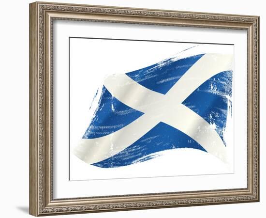 A Scottish Flag in the Wind with a Texture-TINTIN75-Framed Art Print