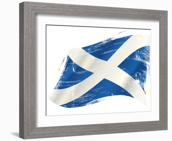 A Scottish Flag in the Wind with a Texture-TINTIN75-Framed Art Print