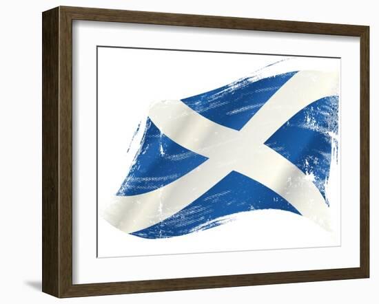 A Scottish Flag in the Wind with a Texture-TINTIN75-Framed Art Print