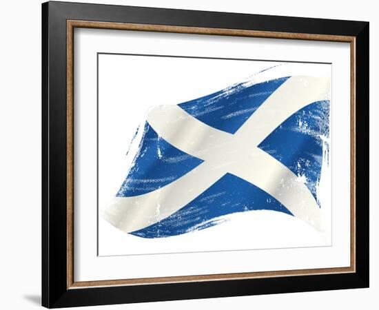 A Scottish Flag in the Wind with a Texture-TINTIN75-Framed Art Print