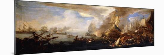 A Sea Battle with Sardinian and Venetian Warships and Sardinian and Egyptian(?) Galleys-Carlevarijs Luca-Mounted Giclee Print