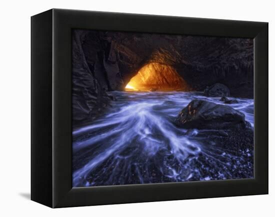 A Sea Tunnel at Cape Kiwanda, Oregon Lights Up under Just the Right Conditions.-Miles Morgan-Framed Premier Image Canvas