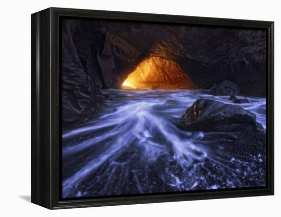 A Sea Tunnel at Cape Kiwanda, Oregon Lights Up under Just the Right Conditions.-Miles Morgan-Framed Premier Image Canvas