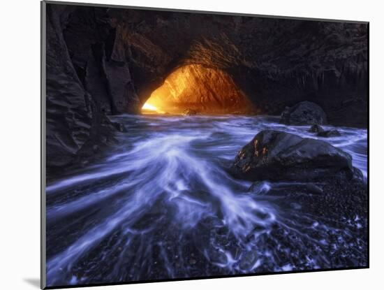 A Sea Tunnel at Cape Kiwanda, Oregon Lights Up under Just the Right Conditions.-Miles Morgan-Mounted Photographic Print