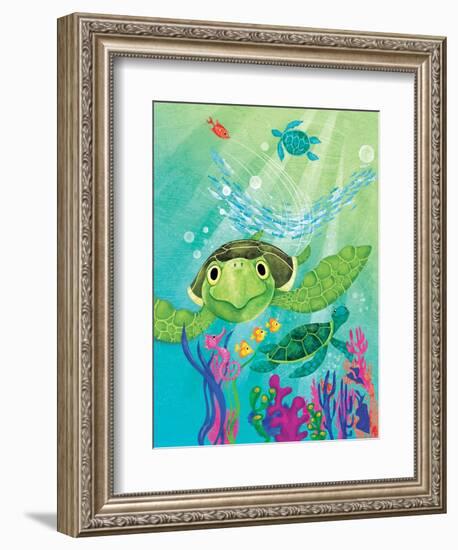 A Sea Turtle Rescue - Jack & Jill-Elisa Chavarri-Framed Giclee Print