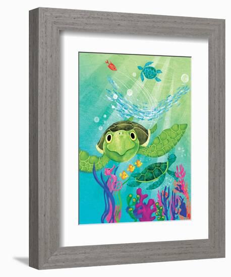 A Sea Turtle Rescue - Jack & Jill-Elisa Chavarri-Framed Giclee Print