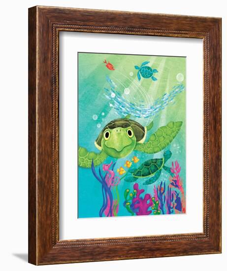 A Sea Turtle Rescue - Jack & Jill-Elisa Chavarri-Framed Giclee Print