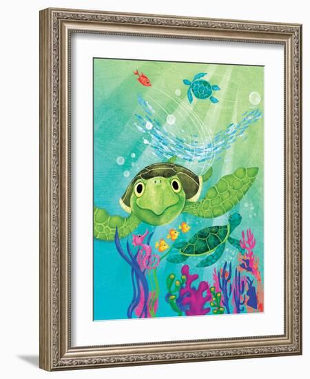 A Sea Turtle Rescue - Jack & Jill-Elisa Chavarri-Framed Giclee Print