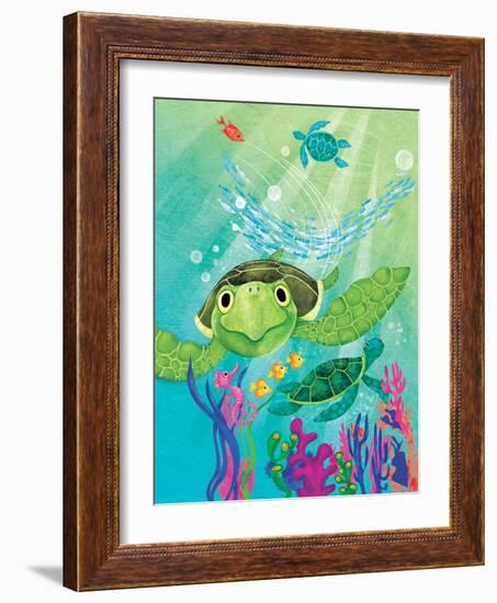 A Sea Turtle Rescue - Jack & Jill-Elisa Chavarri-Framed Giclee Print