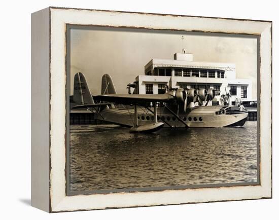 A Seaplane at the Pan Am Seaplane Base, Dinner Key, Florida, 1930s-null-Framed Premier Image Canvas