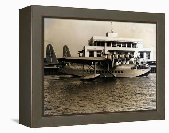 A Seaplane at the Pan Am Seaplane Base, Dinner Key, Florida, 1930s-null-Framed Premier Image Canvas