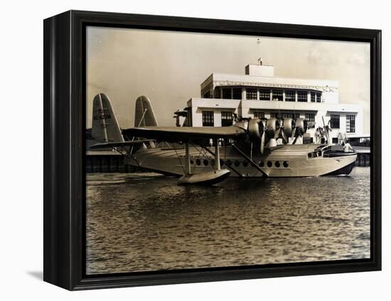 A Seaplane at the Pan Am Seaplane Base, Dinner Key, Florida, 1930s-null-Framed Premier Image Canvas