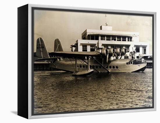 A Seaplane at the Pan Am Seaplane Base, Dinner Key, Florida, 1930s-null-Framed Premier Image Canvas