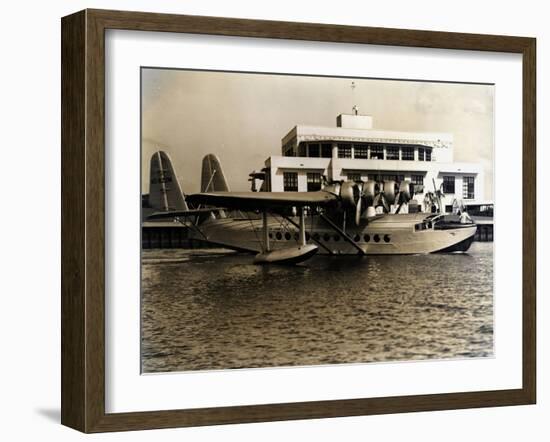 A Seaplane at the Pan Am Seaplane Base, Dinner Key, Florida, 1930s-null-Framed Premium Photographic Print