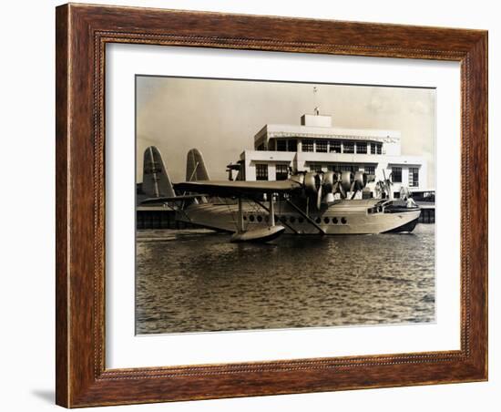 A Seaplane at the Pan Am Seaplane Base, Dinner Key, Florida, 1930s-null-Framed Premium Photographic Print