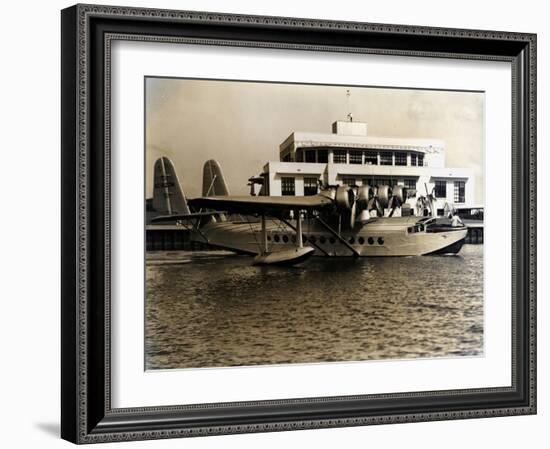 A Seaplane at the Pan Am Seaplane Base, Dinner Key, Florida, 1930s-null-Framed Premium Photographic Print
