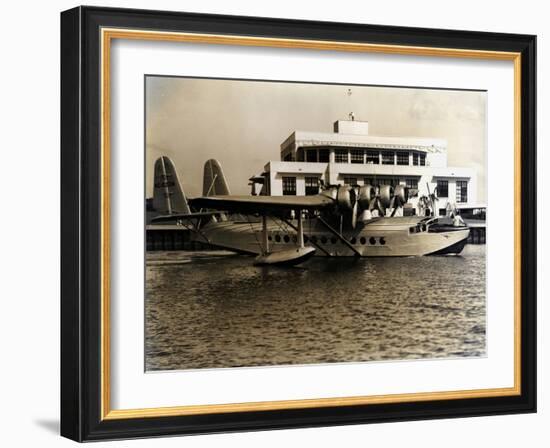 A Seaplane at the Pan Am Seaplane Base, Dinner Key, Florida, 1930s-null-Framed Premium Photographic Print