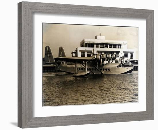 A Seaplane at the Pan Am Seaplane Base, Dinner Key, Florida, 1930s-null-Framed Photographic Print