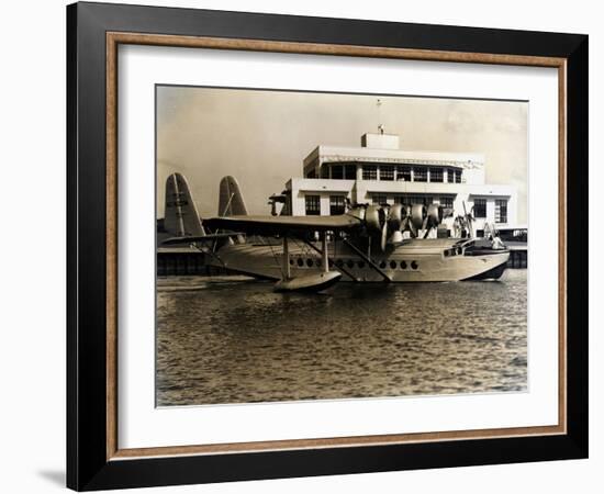 A Seaplane at the Pan Am Seaplane Base, Dinner Key, Florida, 1930s-null-Framed Photographic Print