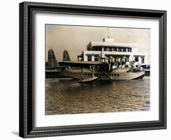 A Seaplane at the Pan Am Seaplane Base, Dinner Key, Florida, 1930s-null-Framed Photographic Print