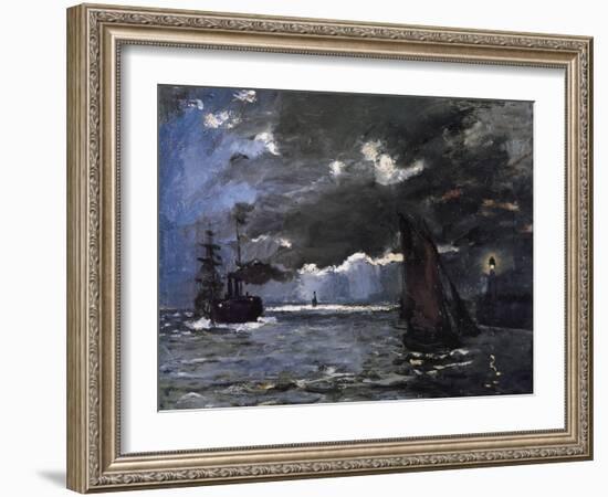 A Seascape, Shipping by Moonlight-Claude Monet-Framed Giclee Print