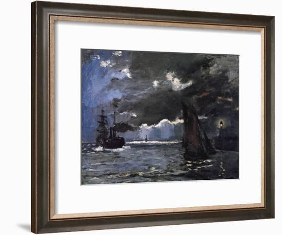 A Seascape, Shipping by Moonlight-Claude Monet-Framed Giclee Print