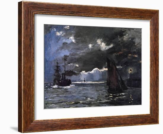 A Seascape, Shipping by Moonlight-Claude Monet-Framed Giclee Print