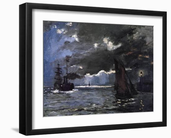 A Seascape, Shipping by Moonlight-Claude Monet-Framed Giclee Print