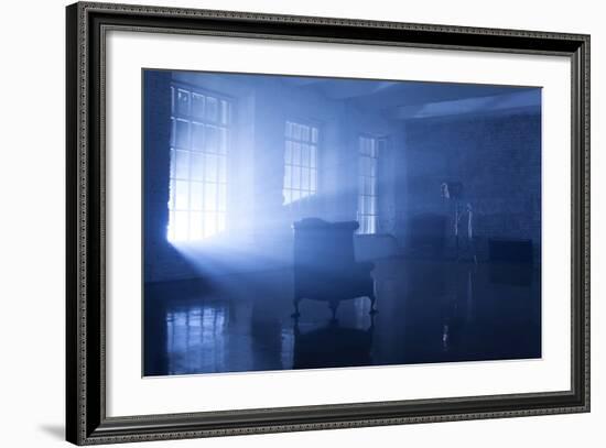 A Seat in a Blue Backlight in Studio with Three Windows-Paha_L-Framed Photographic Print