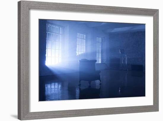 A Seat in a Blue Backlight in Studio with Three Windows-Paha_L-Framed Photographic Print