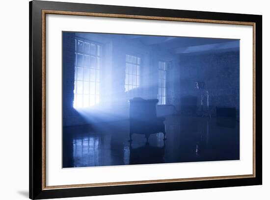 A Seat in a Blue Backlight in Studio with Three Windows-Paha_L-Framed Photographic Print