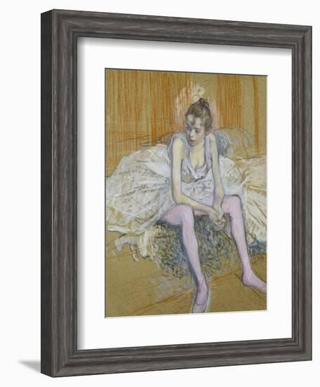 A Seated Dancer with Pink Stockings, 1890-Henri de Toulouse-Lautrec-Framed Giclee Print