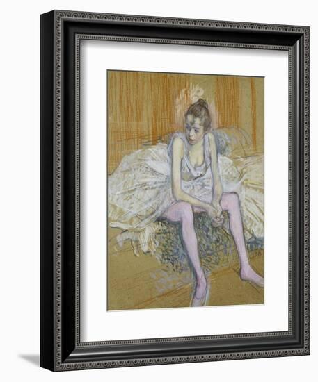 A Seated Dancer with Pink Stockings, 1890-Henri de Toulouse-Lautrec-Framed Giclee Print