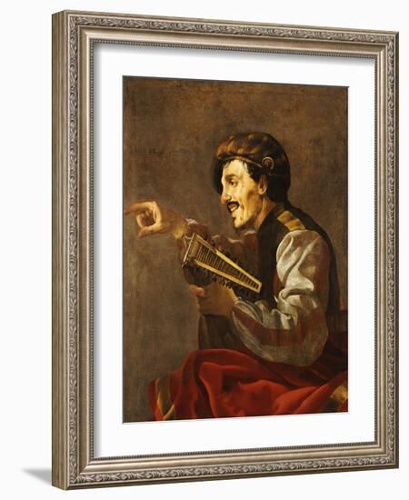 A Seated Lutanist Pointing-Hendrick Ter Brugghen-Framed Giclee Print