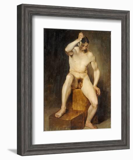 A Seated Male Nude-Hans Von Staschiripka Canon-Framed Giclee Print