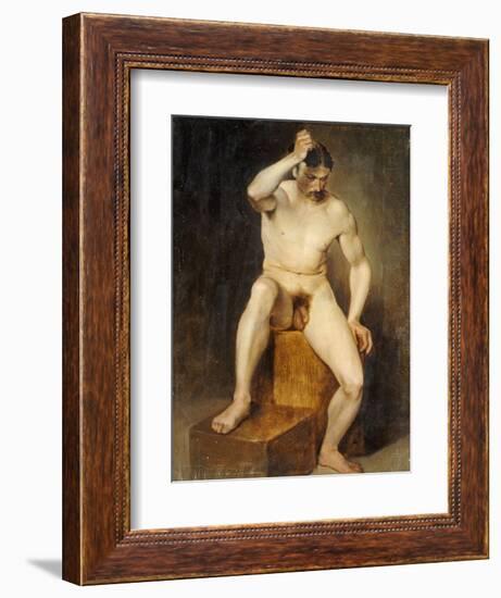 A Seated Male Nude-Hans Von Staschiripka Canon-Framed Giclee Print