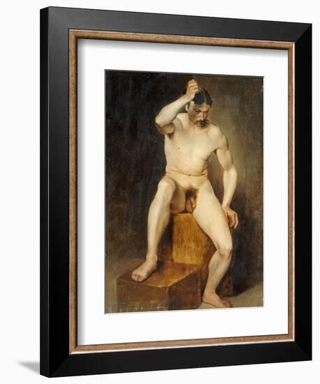 A Seated Male Nude-Hans Von Staschiripka Canon-Framed Giclee Print