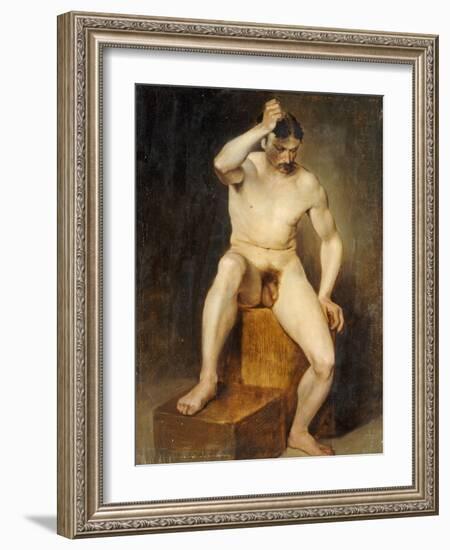 A Seated Male Nude-Hans Von Staschiripka Canon-Framed Giclee Print