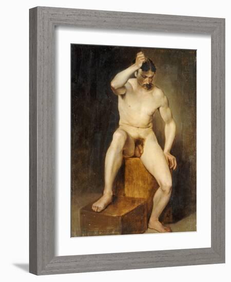 A Seated Male Nude-Hans Von Staschiripka Canon-Framed Giclee Print