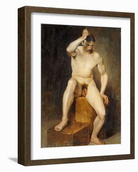 A Seated Male Nude-Hans Von Staschiripka Canon-Framed Giclee Print