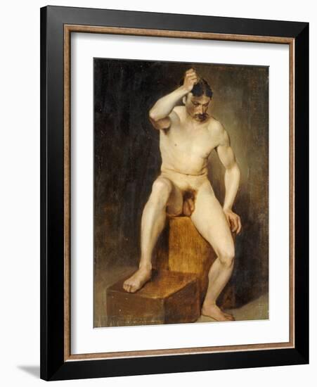 A Seated Male Nude-Hans Von Staschiripka Canon-Framed Giclee Print