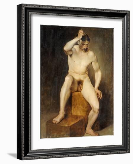 A Seated Male Nude-Hans Von Staschiripka Canon-Framed Giclee Print