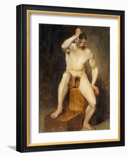 A Seated Male Nude-Hans Von Staschiripka Canon-Framed Giclee Print