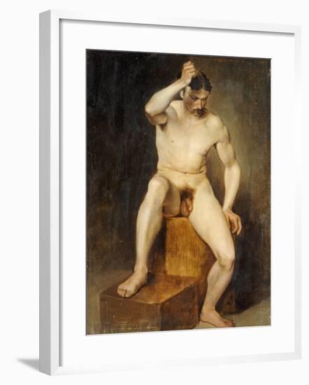 A Seated Male Nude-Hans Von Staschiripka Canon-Framed Giclee Print