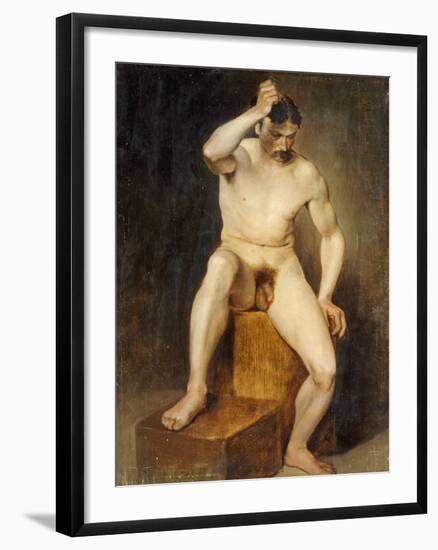 A Seated Male Nude-Hans Von Staschiripka Canon-Framed Giclee Print