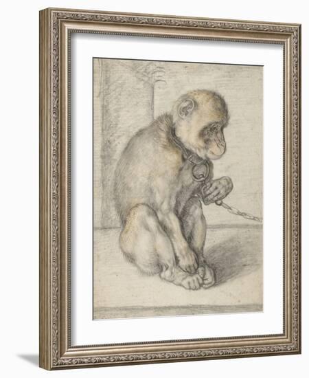 A Seated Monkey on a Chain, 1592-1602-Hendrik Goltzius-Framed Giclee Print